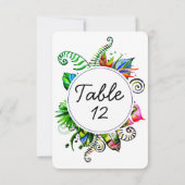 Tropische palmblad trouwtafel nummers vetgedrukt kaart (Achterkant)