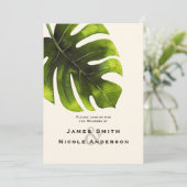 Tropische Palmblad Zomer Elegante Moderne Trouw Kaart (Staand voorkant)