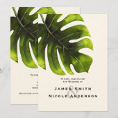 Tropische Palmblad Zomer Elegante Moderne Trouw Kaart (Voorkant / Achterkant)