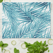 Tropische palmbladeren Aqua-Waterverf Theedoek (Gevouwen)