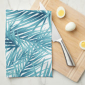 Tropische palmbladeren Aqua-Waterverf Theedoek (Quarter Fold)