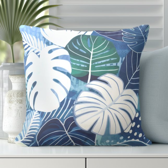 Tropische palmbladeren Beach House Sierkussen (Discover Gorgeous Coastal Throw Pillows by Totally Coast.)