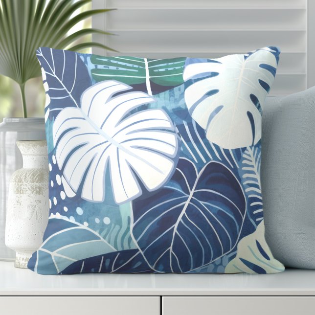 Tropische palmbladeren Beach House Sierkussen (Discover Gorgeous Coastal Throw Pillows by Totally Coast.)