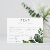 Tropische palmbladeren Bindende RSVP-voedselopties Kaart (Staand voorkant)