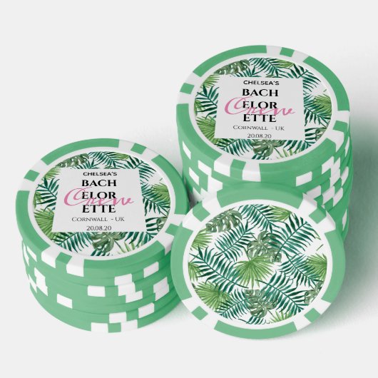 Tropische palmbladeren blad vrijgezellenfeest poker chips (Opstapeling)