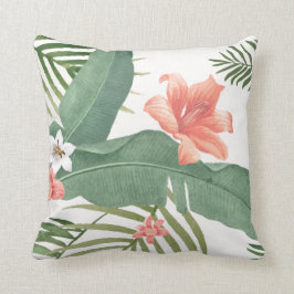 Tropische palmbladeren Bloemen Waterverf Kussen