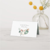 Tropische palmbladeren Blush Bloemen Tafel Bruilof Plaatskaartje (Achterkant)