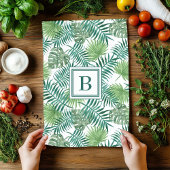Tropische palmbladeren Botanische Patroonmonogram Theedoek