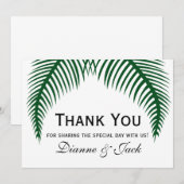 Tropische palmbladeren bruiloft dank u bedankkaart (Voorkant / Achterkant)
