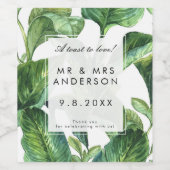 Tropische palmbladeren bruiloft partij fles wijn etiket (Enkel label)