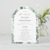 Tropische palmbladeren bruiloft programma boog (Staand voorkant)