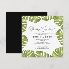 Tropische palmbladeren bruiloft repetitie diner kaart