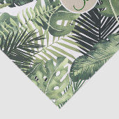 Tropische palmbladeren chic monogram letter initia tissuepapier (Detail)