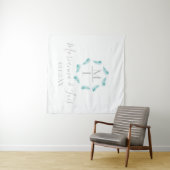 Tropische Palmbladeren Circulair Logo Trouwen Wandkleed (In Situ (horizontaal))