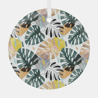 Tropische palmbladeren: decoratieve elementen. glas ornament