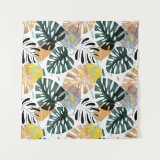 Tropische palmbladeren: decoratieve elementen. wandkleed