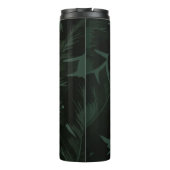 Tropische palmbladeren Elegant Groen Zwart Custom Thermosbeker (Achterkant)