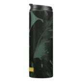 Tropische palmbladeren Elegant Groen Zwart Custom Thermosbeker (Geroteerd rechts)