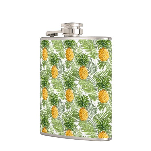 Tropische palmbladeren en ananassen heupfles (Links)