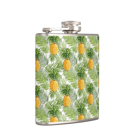 Tropische palmbladeren en ananassen heupfles (Rechts)