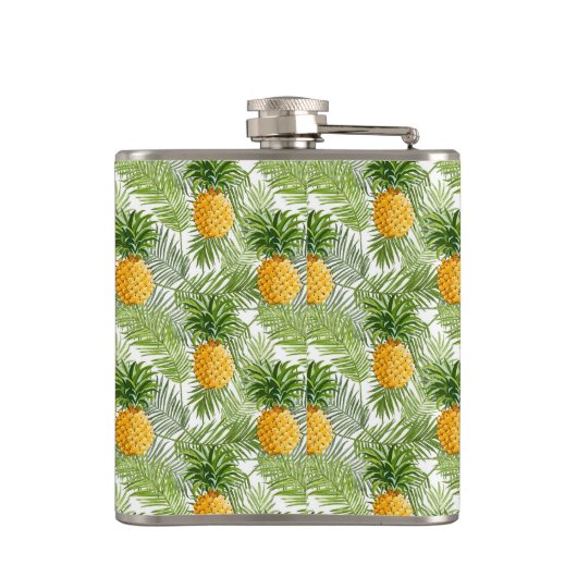 Tropische palmbladeren en ananassen heupfles (Achterkant)