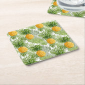 Tropische palmbladeren en ananassen kartonnen onderzetters (Schuin)