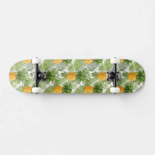 Tropische palmbladeren en ananassen persoonlijk skateboard (Horizontaal)