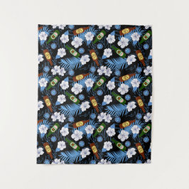 Tropische palmbladeren en balflessen wandkleed