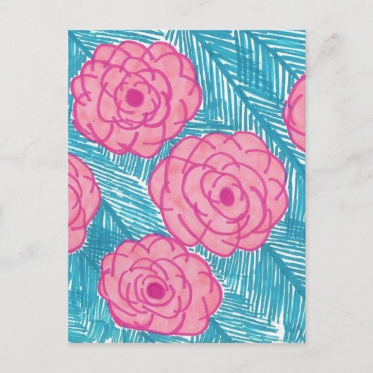 Tropische palmbladeren en -bloemen briefkaart (Voorkant)