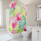 Tropische palmbladeren en hibiscus bloemen douchegordijn (In situ)