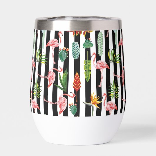 Tropische palmbladeren Flamingo cactus monogram (Achterkant)