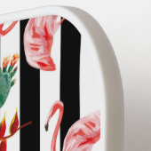 Tropische Palmbladeren Flamingo Cactus Zwart & Wit Pickleball Paddle (Links Detail)