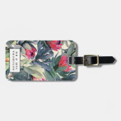 Tropische palmbladeren Floral bagagelabel Label (Voorkant horizontaal)