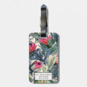 Tropische palmbladeren Floral bagagelabel Label (Achterkant verticaal)