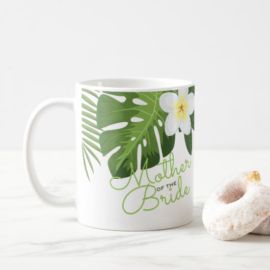 Tropische palmbladeren Floral moeder van de bride Koffiemok (Met donut)