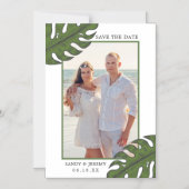 Tropische palmbladeren Fotobruiloft sparen de datu Magnetische Uitnodiging (Voorkant)