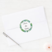 Tropische palmbladeren gepersonaliseerd Save the D Ronde Sticker (Envelop)
