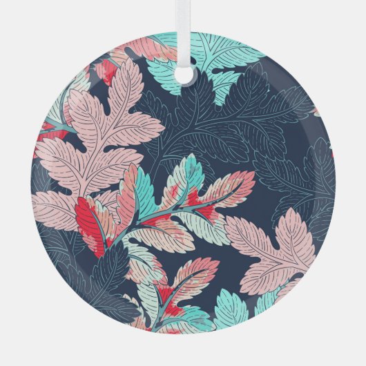 Tropische palmbladeren:  glas ornament (Voorkant)