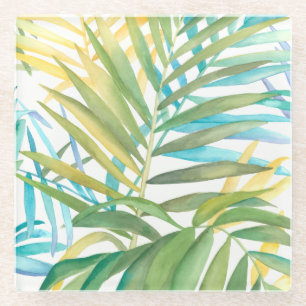 Tropische palmbladeren glazen onderzetter