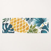 Tropische palmbladeren gouden anananas wit blauw yogamat (Voorkant (horizontaal))