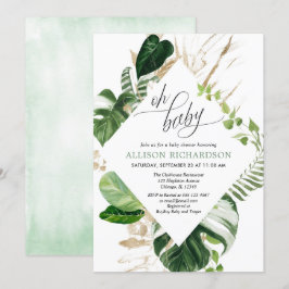 Tropische palmbladeren groen baby shower kaart