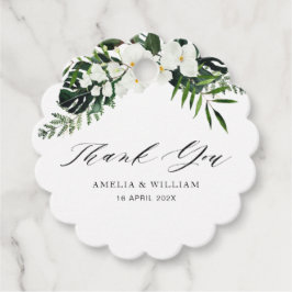 tropische palmbladeren groen bloemenbruiloft bedankjes labels