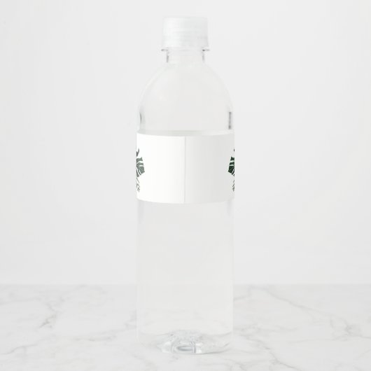 tropische palmbladeren groen bloemenbruiloft waterfles etiket (Achterkant)