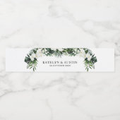 tropische palmbladeren groen bloemenbruiloft waterfles etiket (Enkel label)