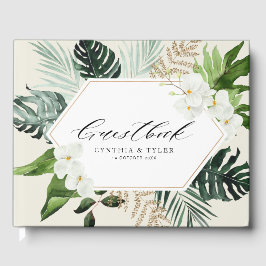 tropische palmbladeren groen bruiloft gastenboek