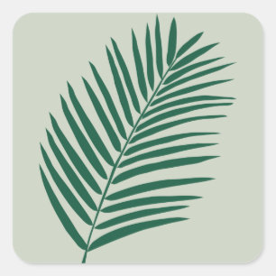 Tropische palmbladeren, groen en olijfgroen vierkante sticker