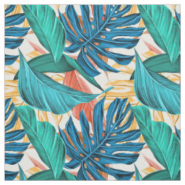 Tropische palmbladeren groen patroon stof