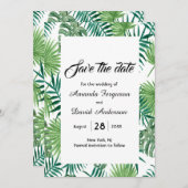 Tropische palmbladeren groener dan de datumkaart save the date (Voorkant / Achterkant)