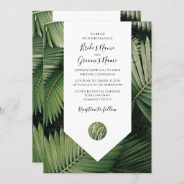 Tropische palmbladeren Groenery Wedding Invitation Kaart