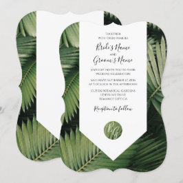 Tropische palmbladeren Groenery Wedding Invitation Kaart